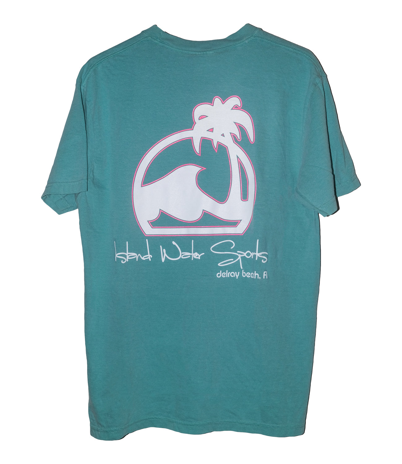 Island Water Sports Script Logo Delray S/S Tee Seafoam-Pink-White L