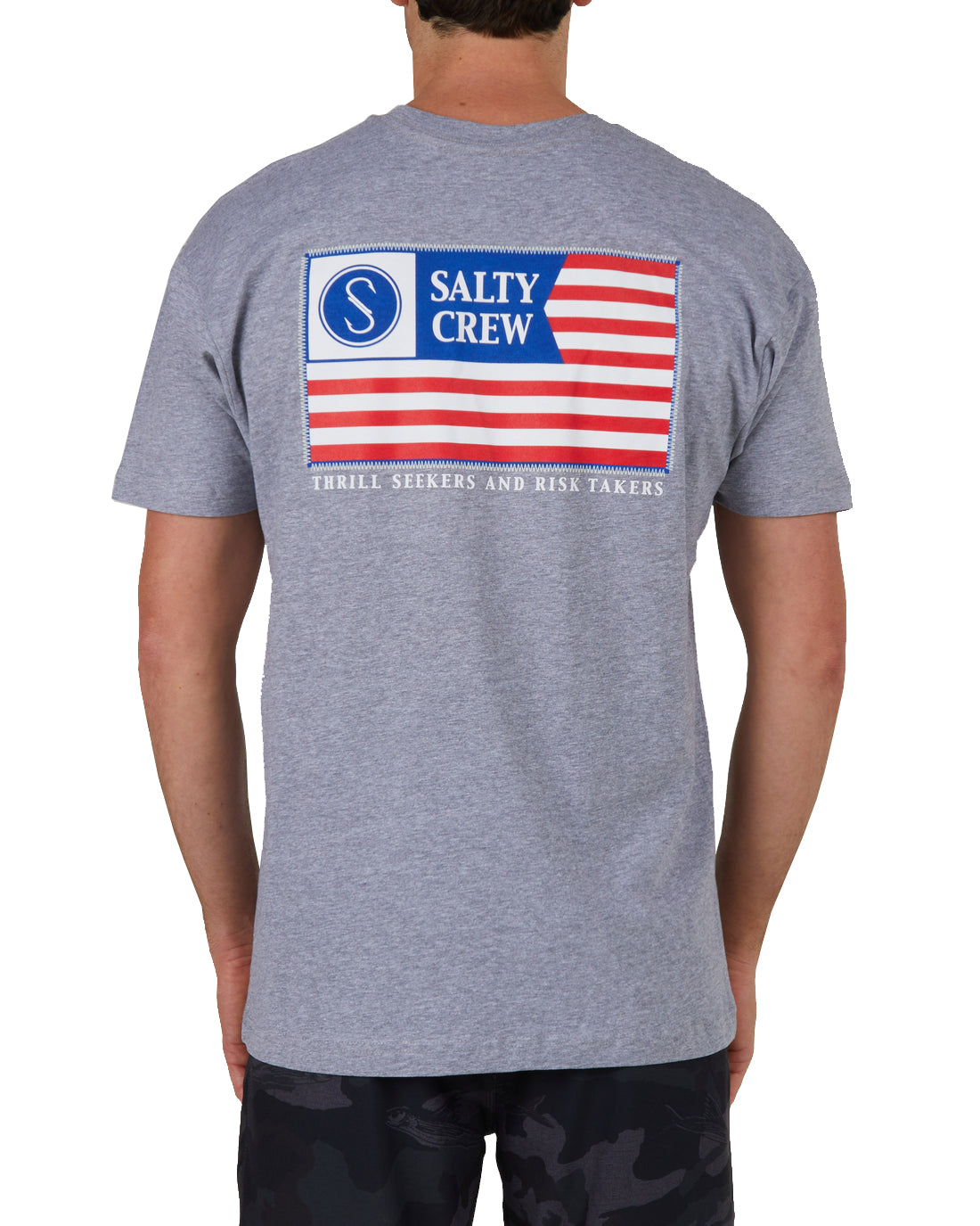 Salty Crew Freedom Flag Mens SS Tee AthleticHeather L