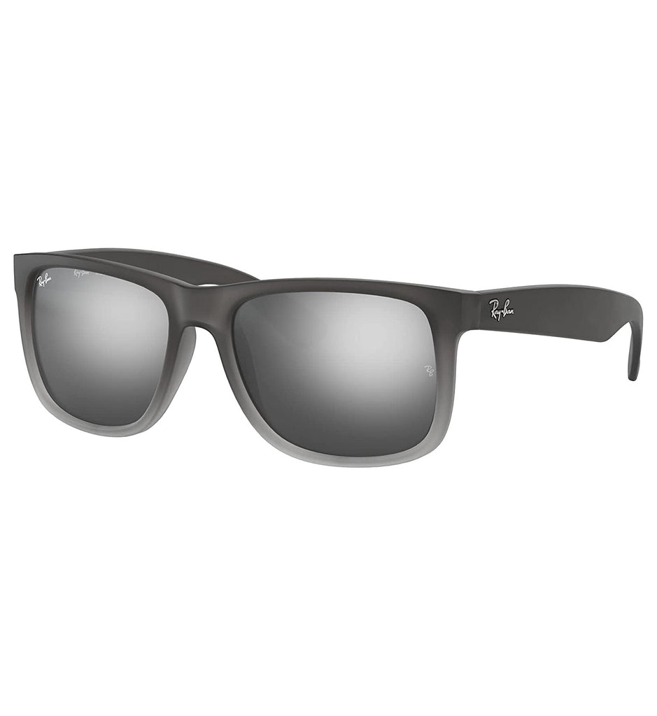 Ray Ban Justin Polarized Sunglasses RubberGrey/Transparent GreySilverMirror Wayfarer