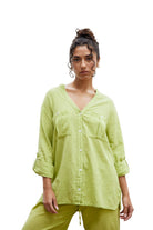 Blanco Two Pocket Long Sleeve Top Pistachio XL