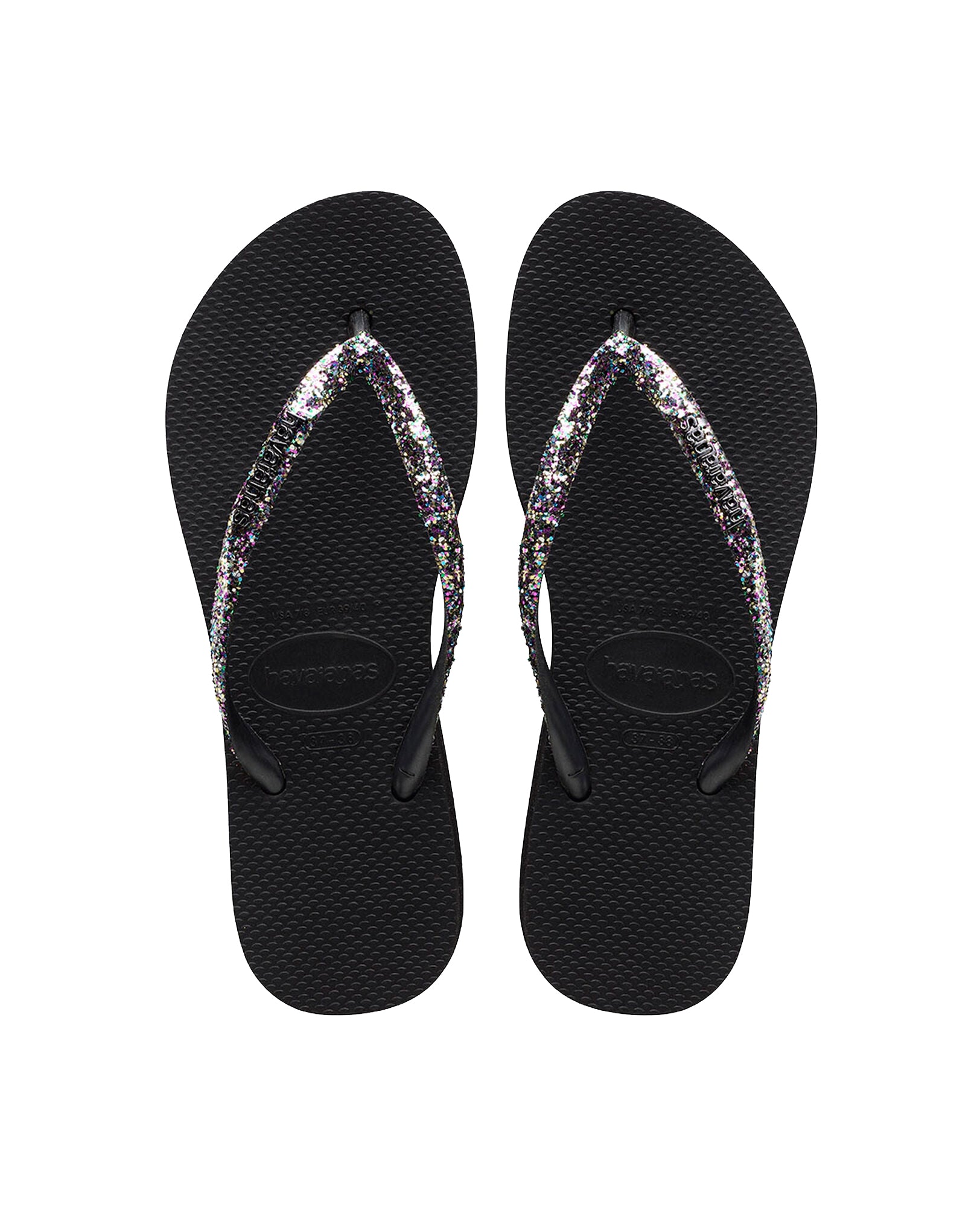Havaianas Slim Flatform Sparkle Womens Sandal 0090-Black 9