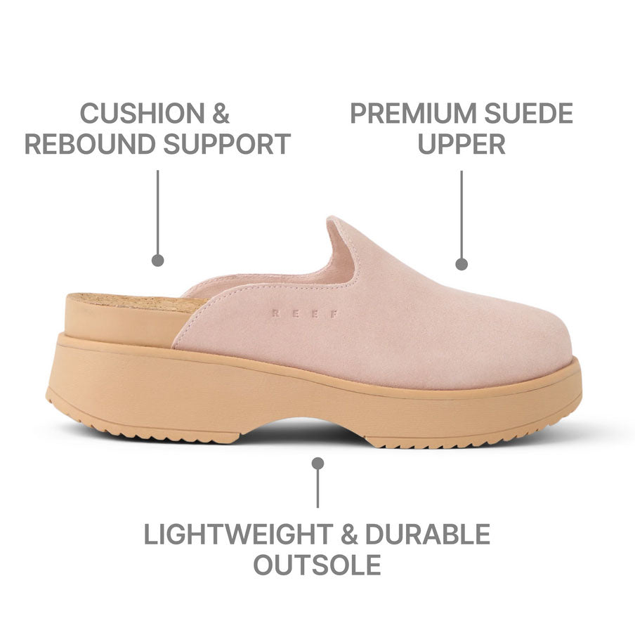Reef Vista Skye Womens Clog Cameo Rose Suede 8
