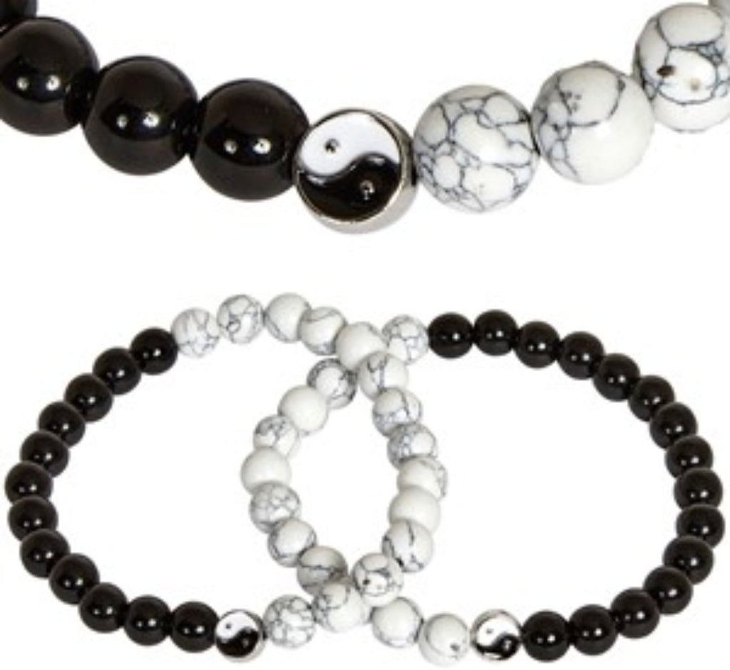 Cruz Black and White Bead with Yin Yang Bracelet