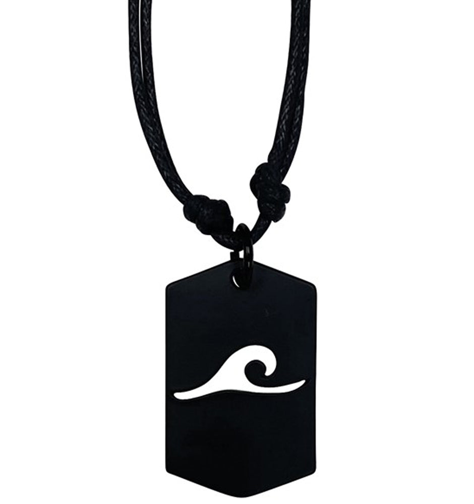 Wave & Palm Black Wave Pendant Necklace