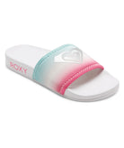 Roxy Slippy Neo Girls Sandal WCQ-White-Crazy Pink-Turquoise 2 Y