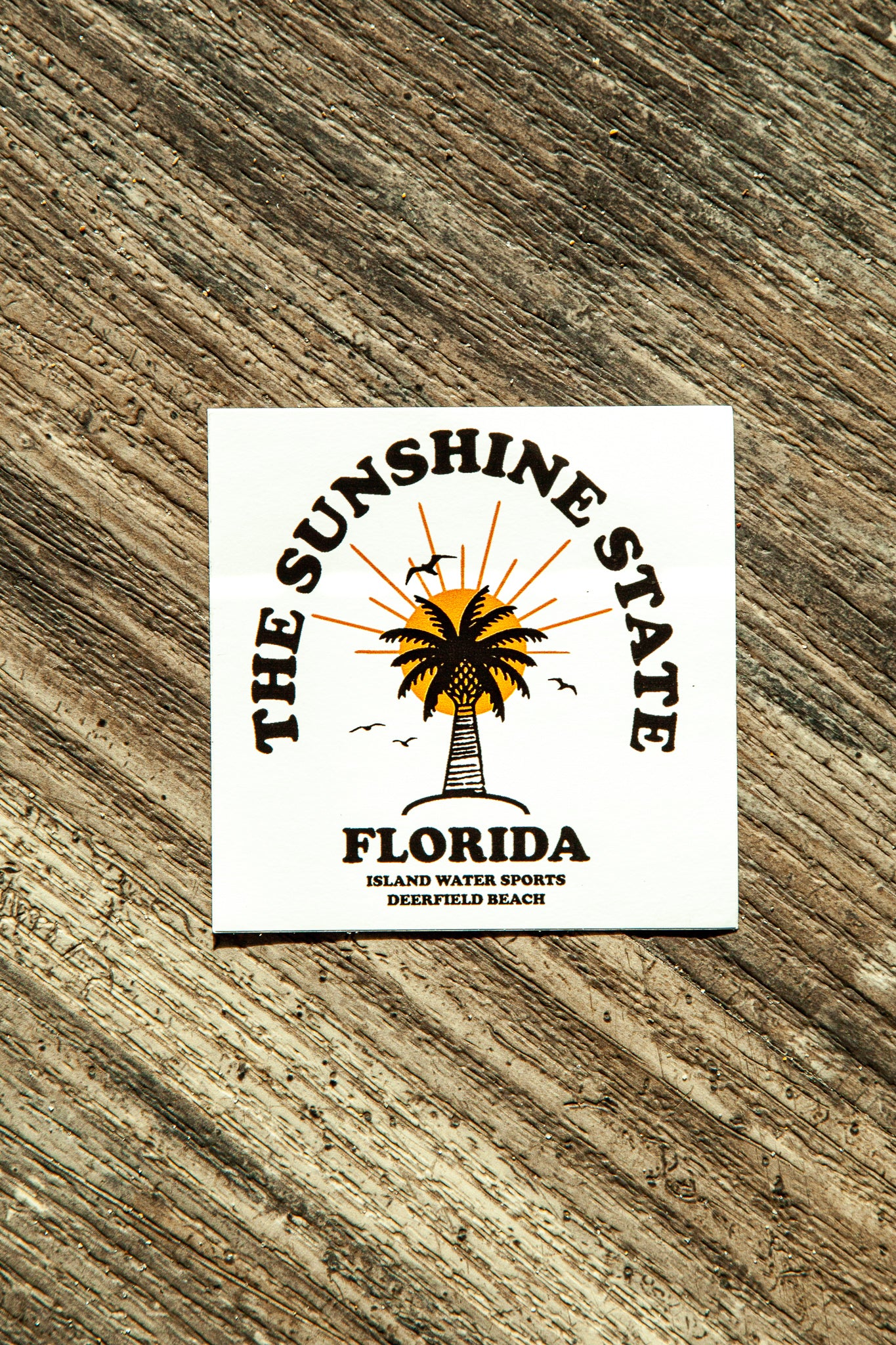 Island Water Sports Sunshine State Vinyl Sticker BlackOrange 3" X 3"