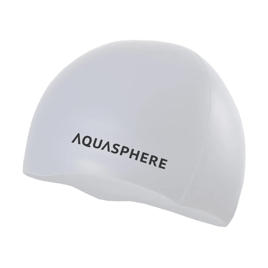 Aqua Sphere Plain Silicone Swim Cap White-Black