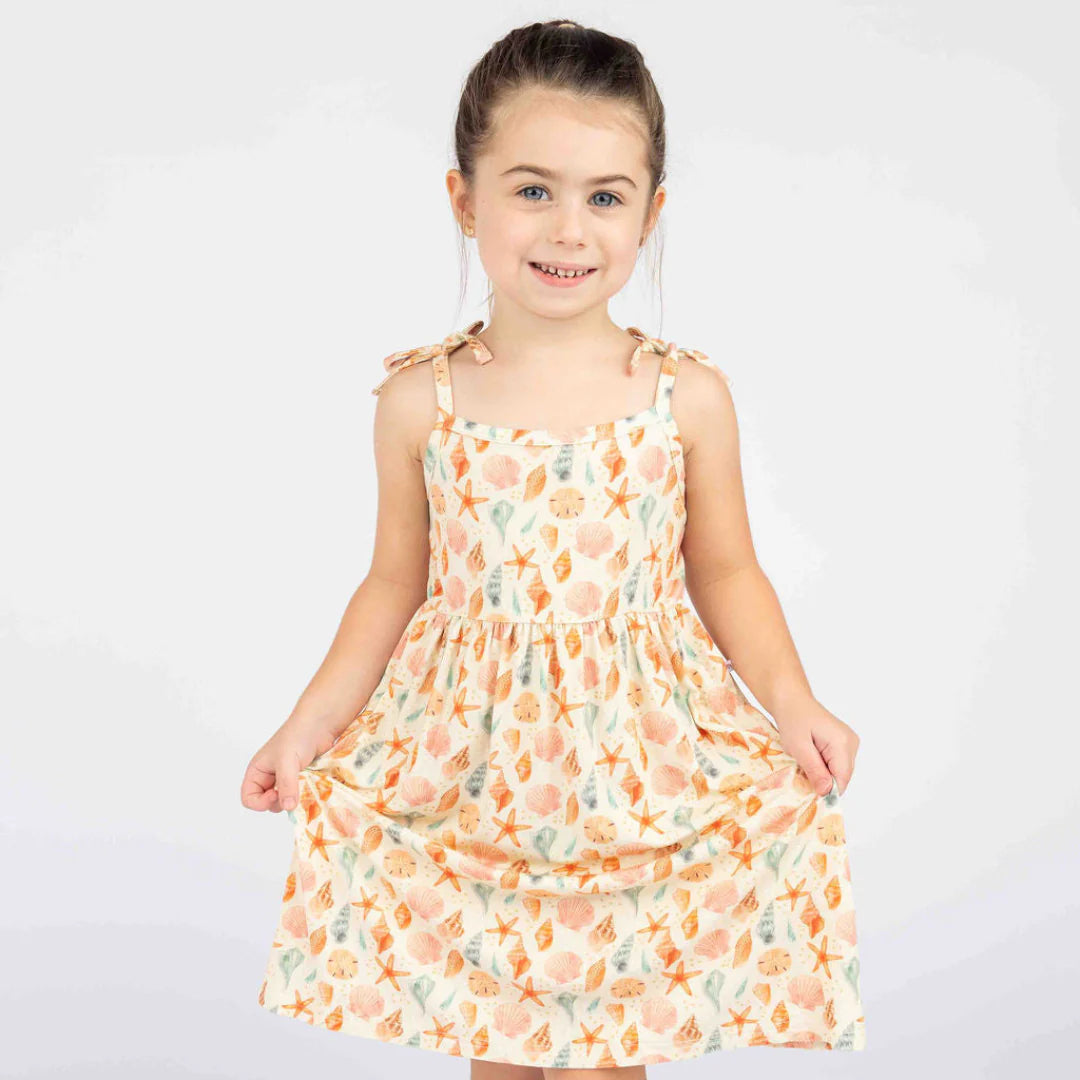 Emerson Sandy Seashells Bamboo Sundress BEIGE/MULTI 4/5T