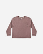 Rylee and Cru Long Sleeve Pocket Tee Heathered Mulberry 6-7Y