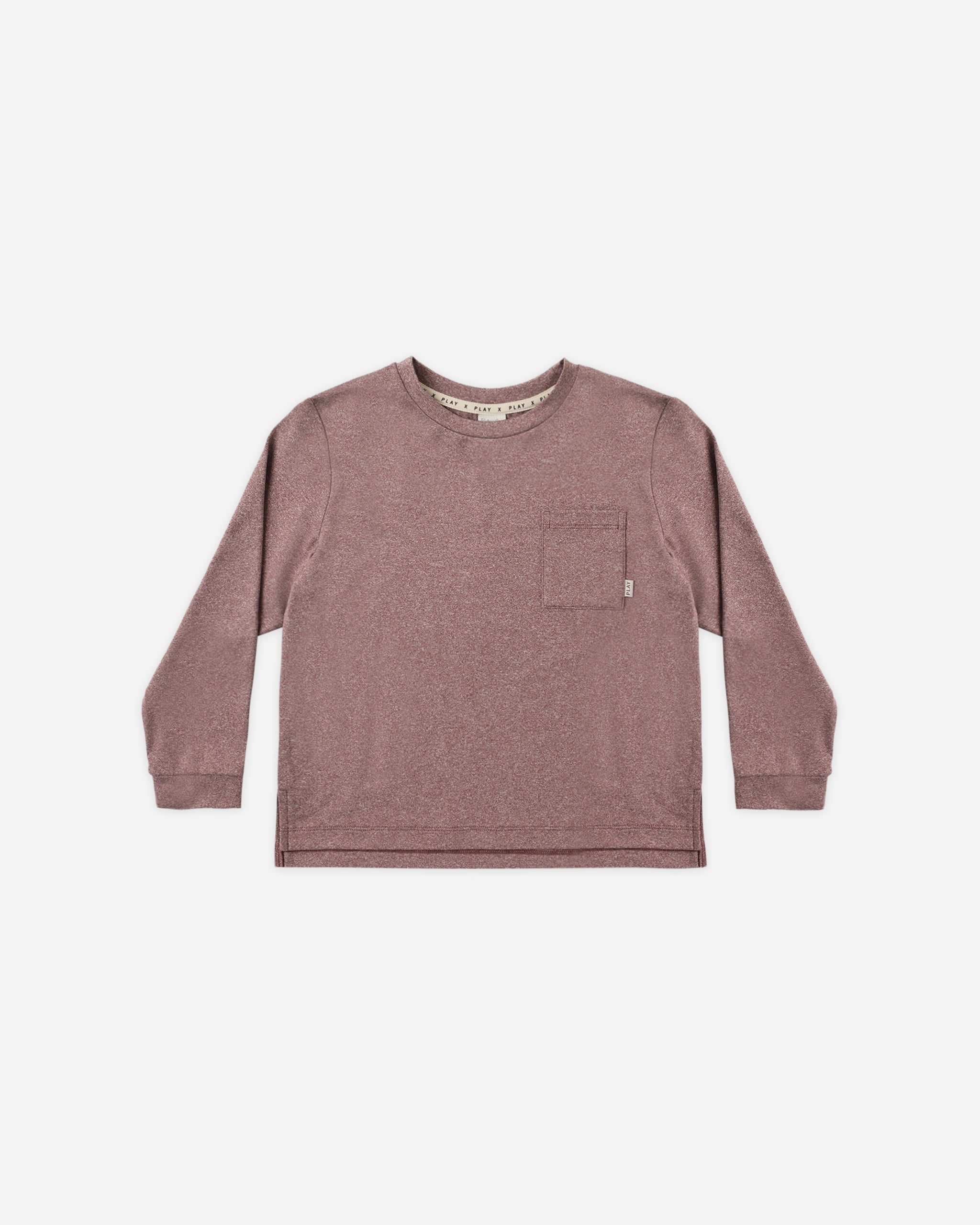 Rylee and Cru Long Sleeve Pocket Tee Heathered Mulberry 6-7Y