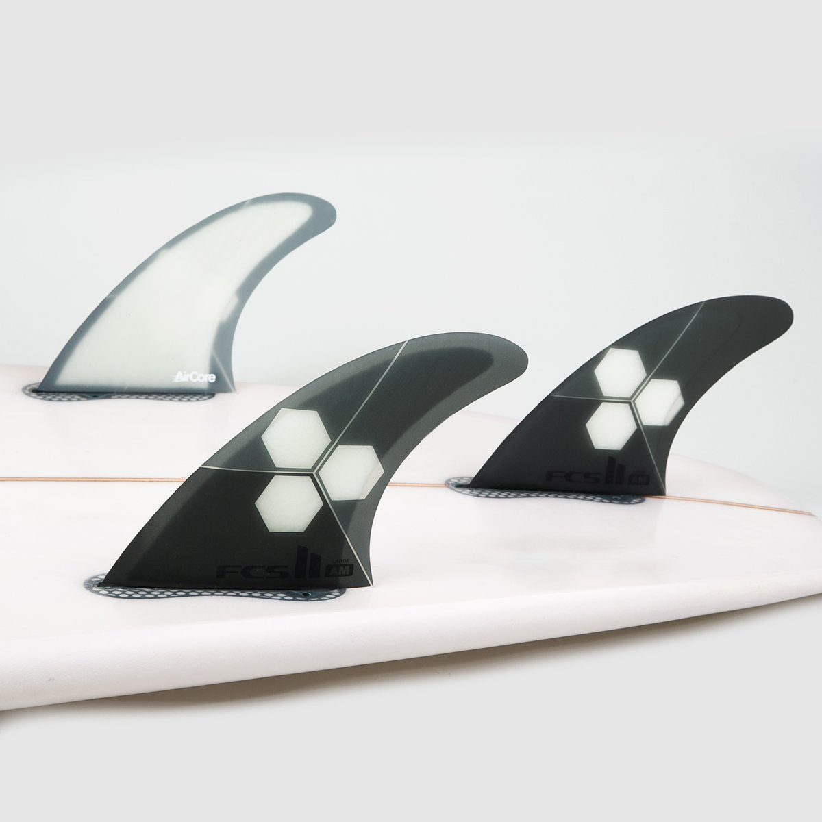 FCS II AM PC TRI-QUAD SET M グレー FCS 2 AM PC Air Core Tri-Quad Fin Set Grey M | Island Water Sports