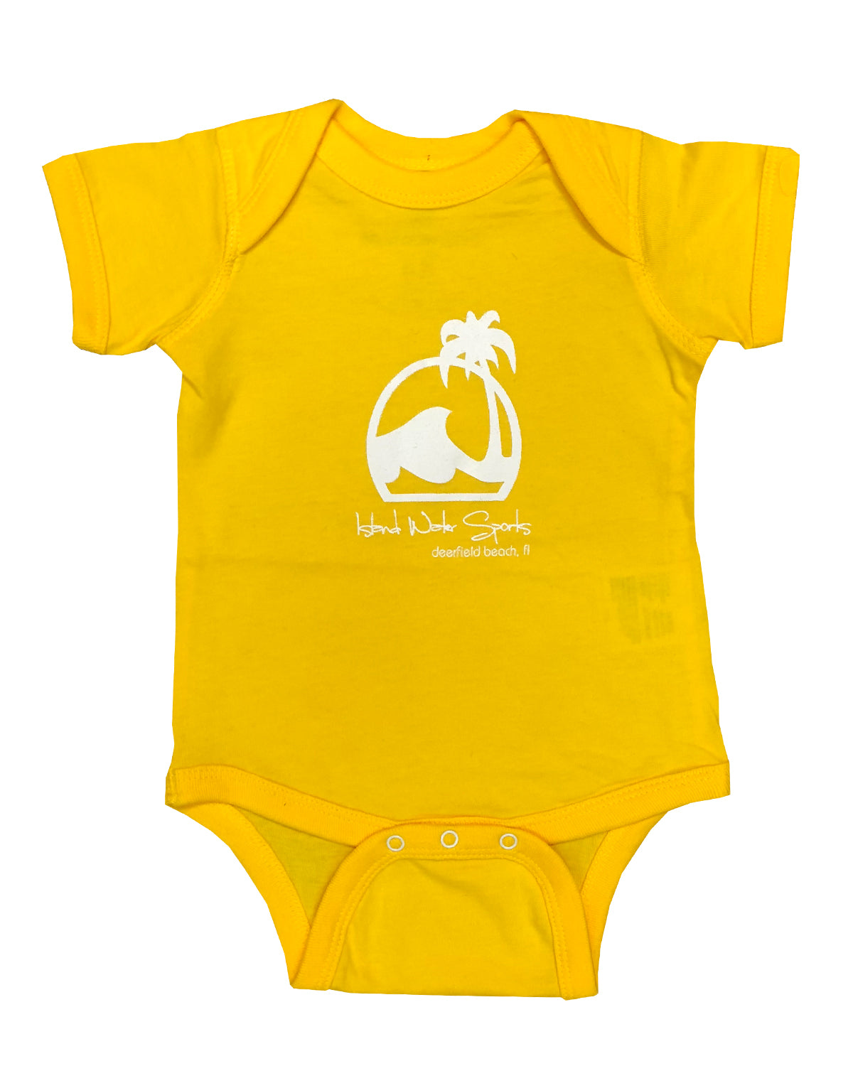 Island Water Sports Script DFB Baby Onesie Yellow-White 24M