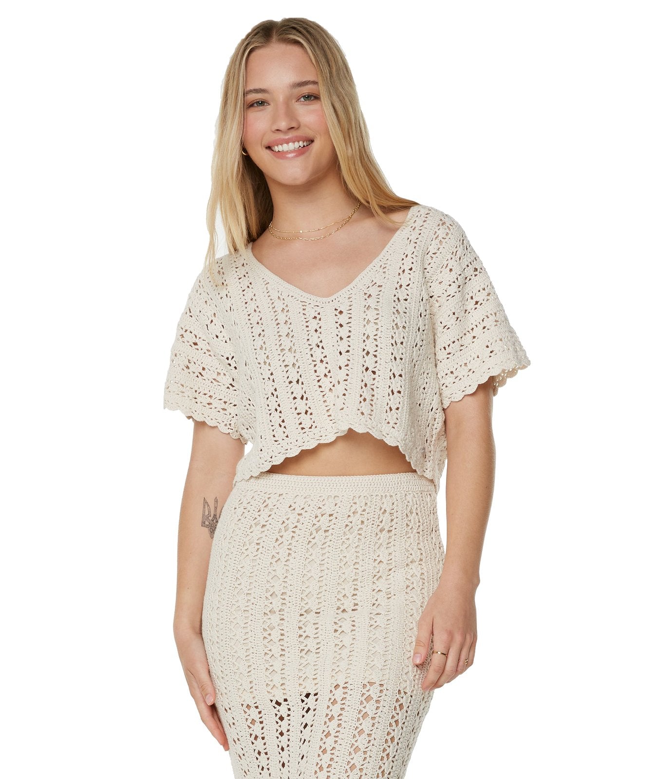 ROXY SEA SWIRL CRCHET TEE TEC0 XS
