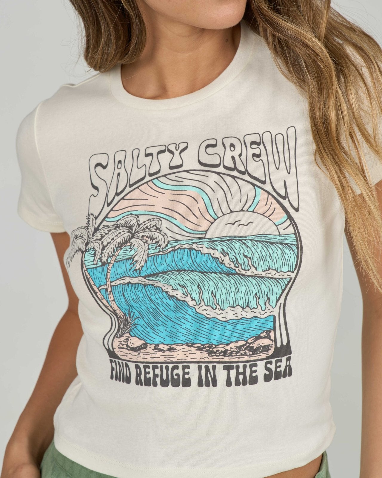SALTY CREW KEYHOLE BABY TEE Off White M