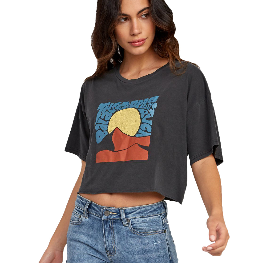 RVCA Out There Crop Top BLK-Black XS