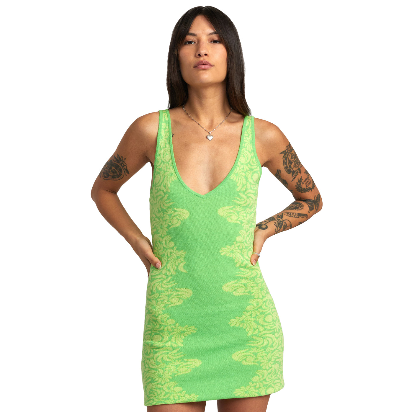 RVCA Mai Tai Sweather Dress GJS0-Green Flash XS