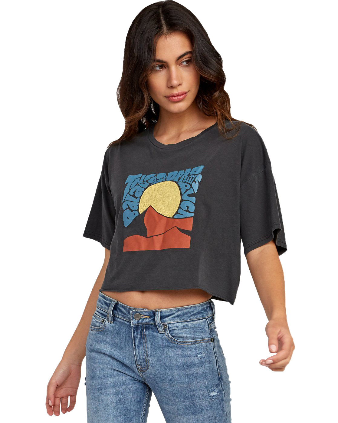 RVCA Out There Crop Top BLK-Black M