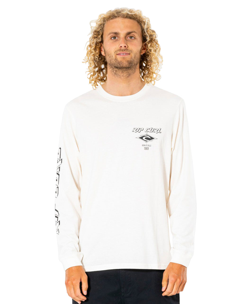 RIP CURL FADE OUT ICON LS TEE Bone L