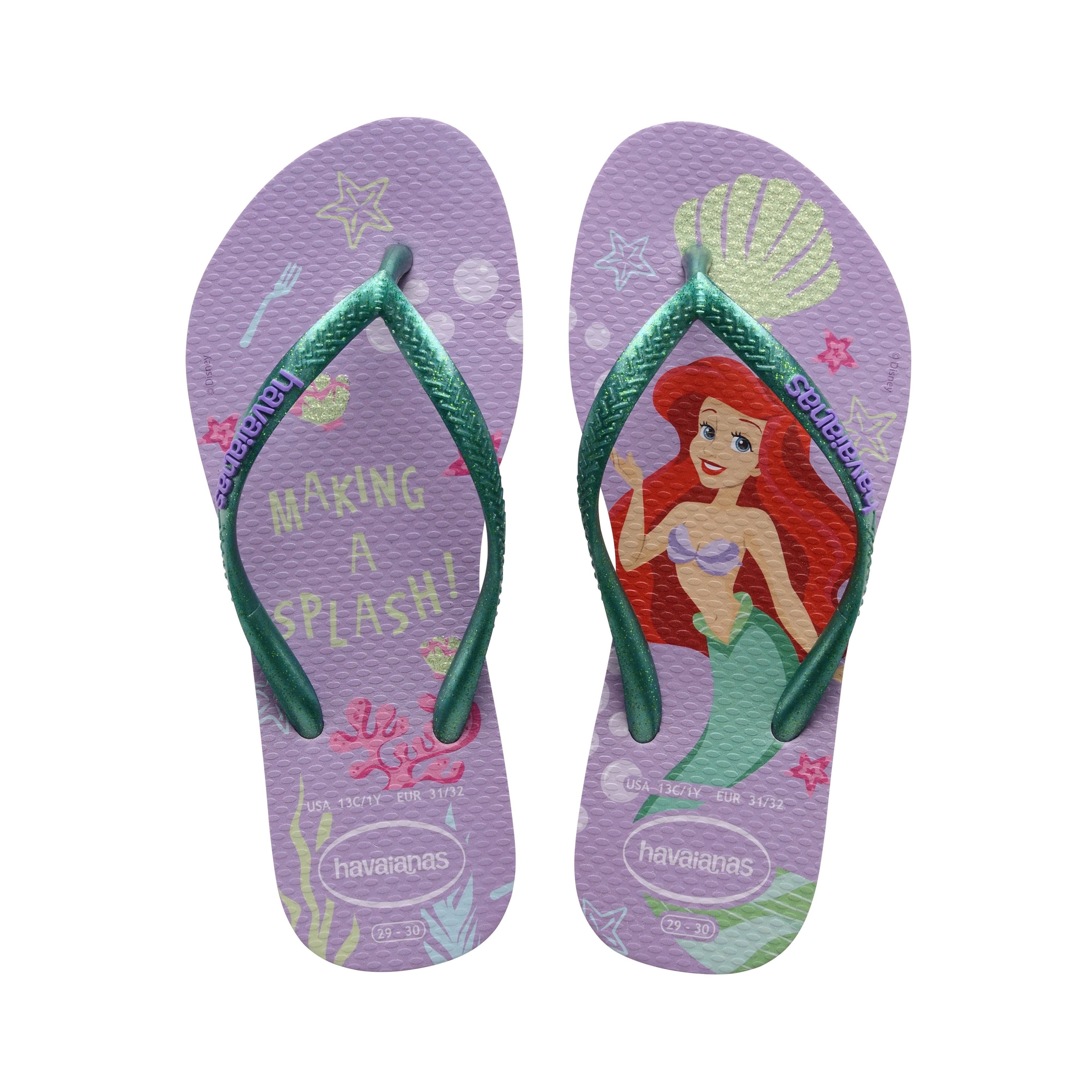 Havaianas Kids Slim Princess Girls Sandal 5883-Calm Lilac-Metallic Green 3 Y