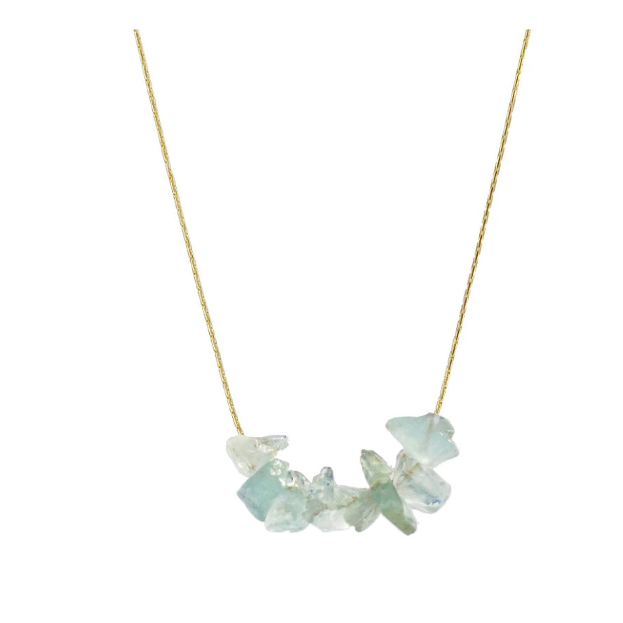 Salty Cali Aquamarine Rock Candy Necklace Gold OS 18KGold