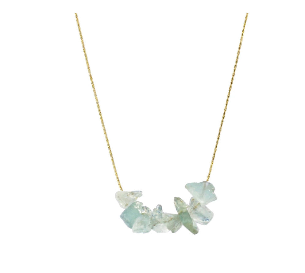 Salty Cali Aquamarine Rock Candy Necklace Gold OS 18KGold