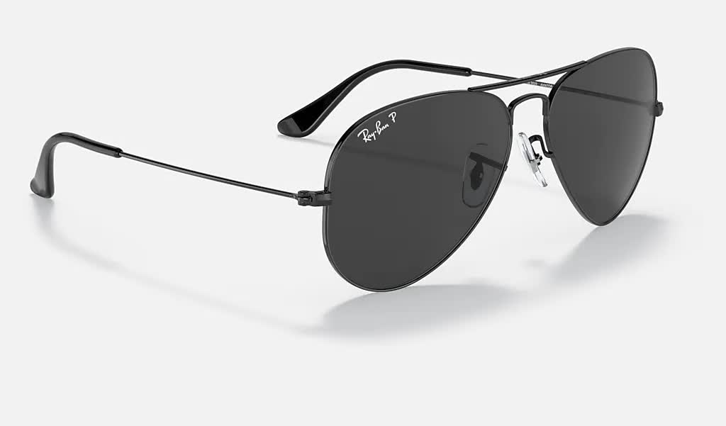 Ray Ban Aviator Large Metal Polarized Sunglasses Black Black Aviator
