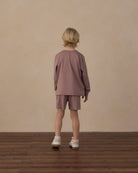 Rylee and Cru Long Sleeve Pocket Tee Heathered Mulberry 4-5Y