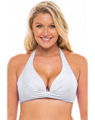 H20H Deep V Halter Bikini Top WHT DD