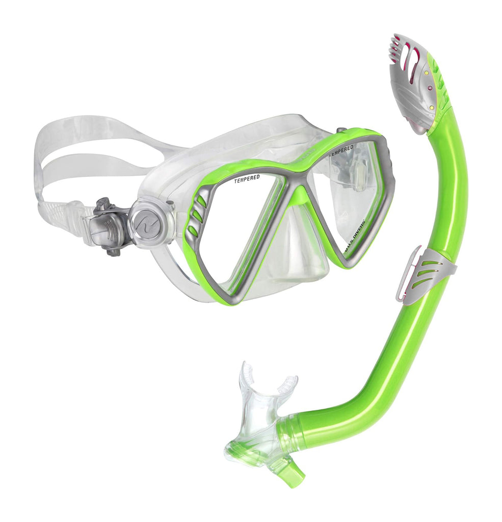 US Diver Regal Kids Snorkel Combo Silver-Green