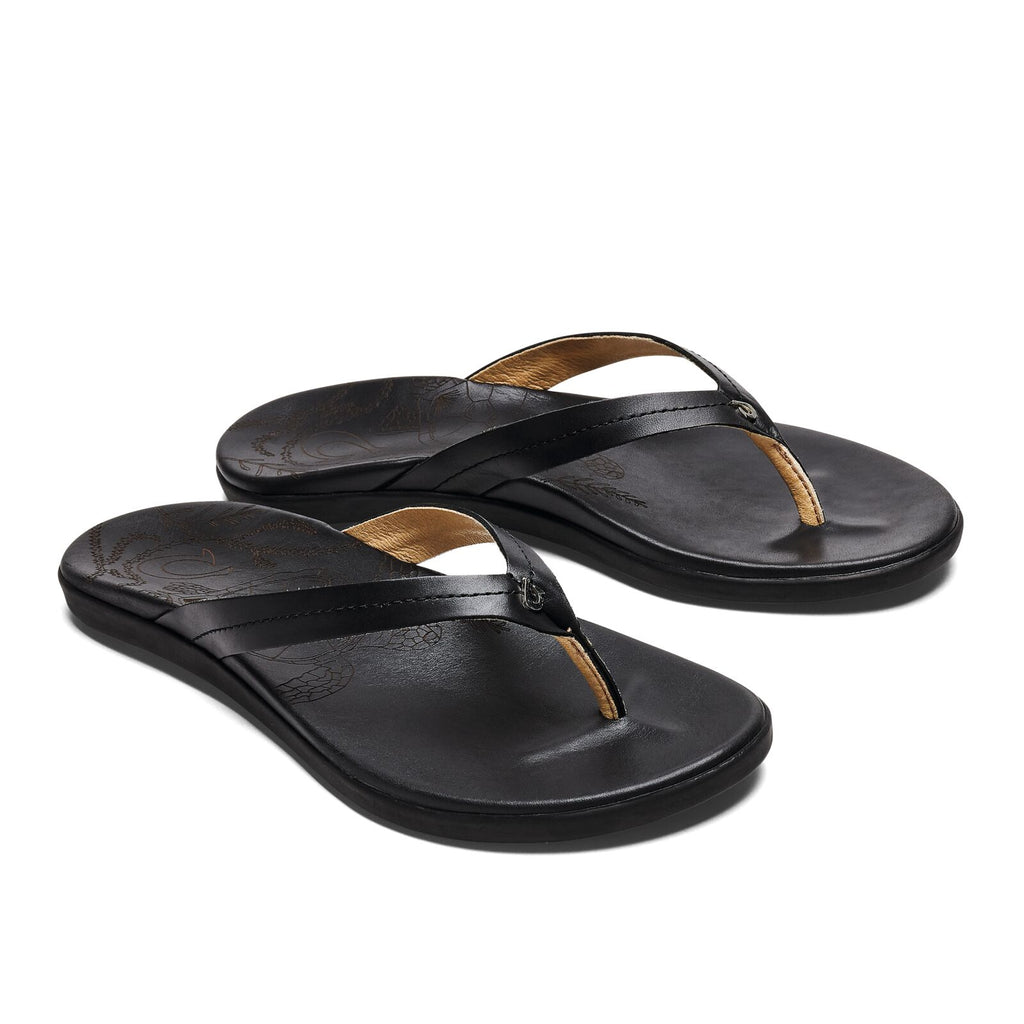 Olukai Honu Womens Sandal 4040-Black-Black 10