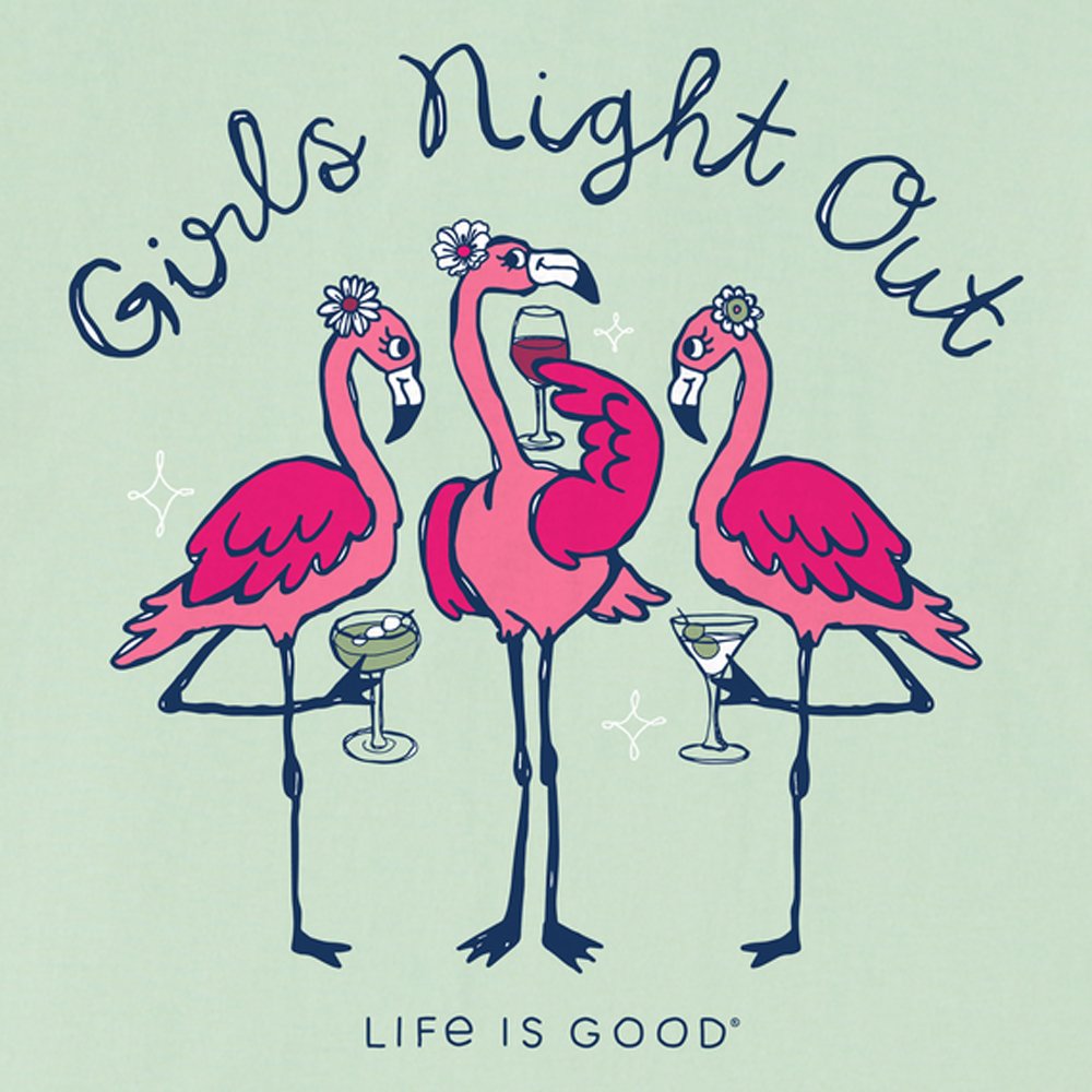 Life is Good Womens Crusher Vee Girls Night Out SS Tee SagGrn XS