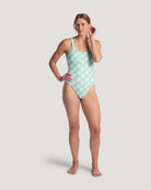 Free Fly Women's Wavebound One Piece Suit Sea Scallop Print Ocean Mist L