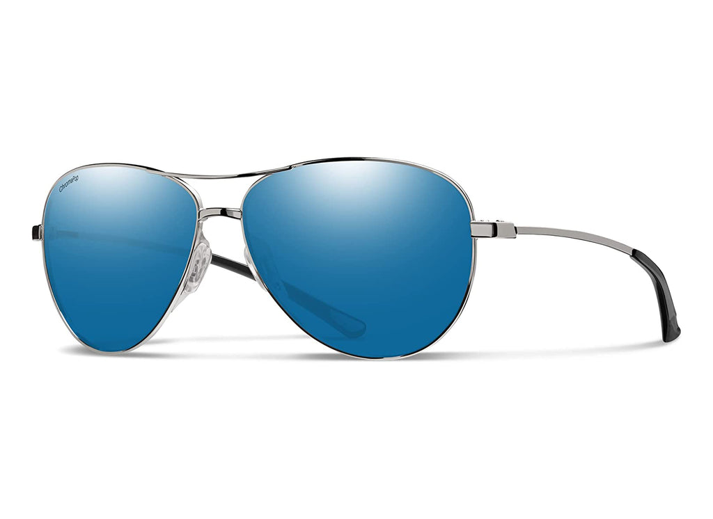 Smith Langley Polarized Sunglasses Silver Blue Mirror Aviator