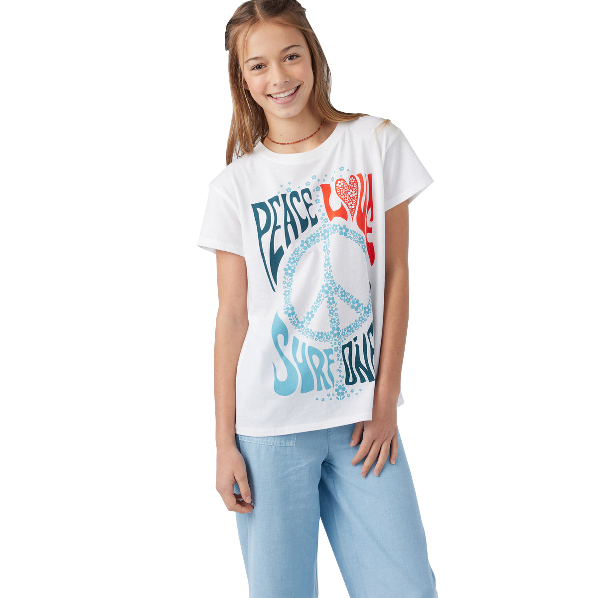 O'Neill Girls Peace And Love SS Tee WHT M