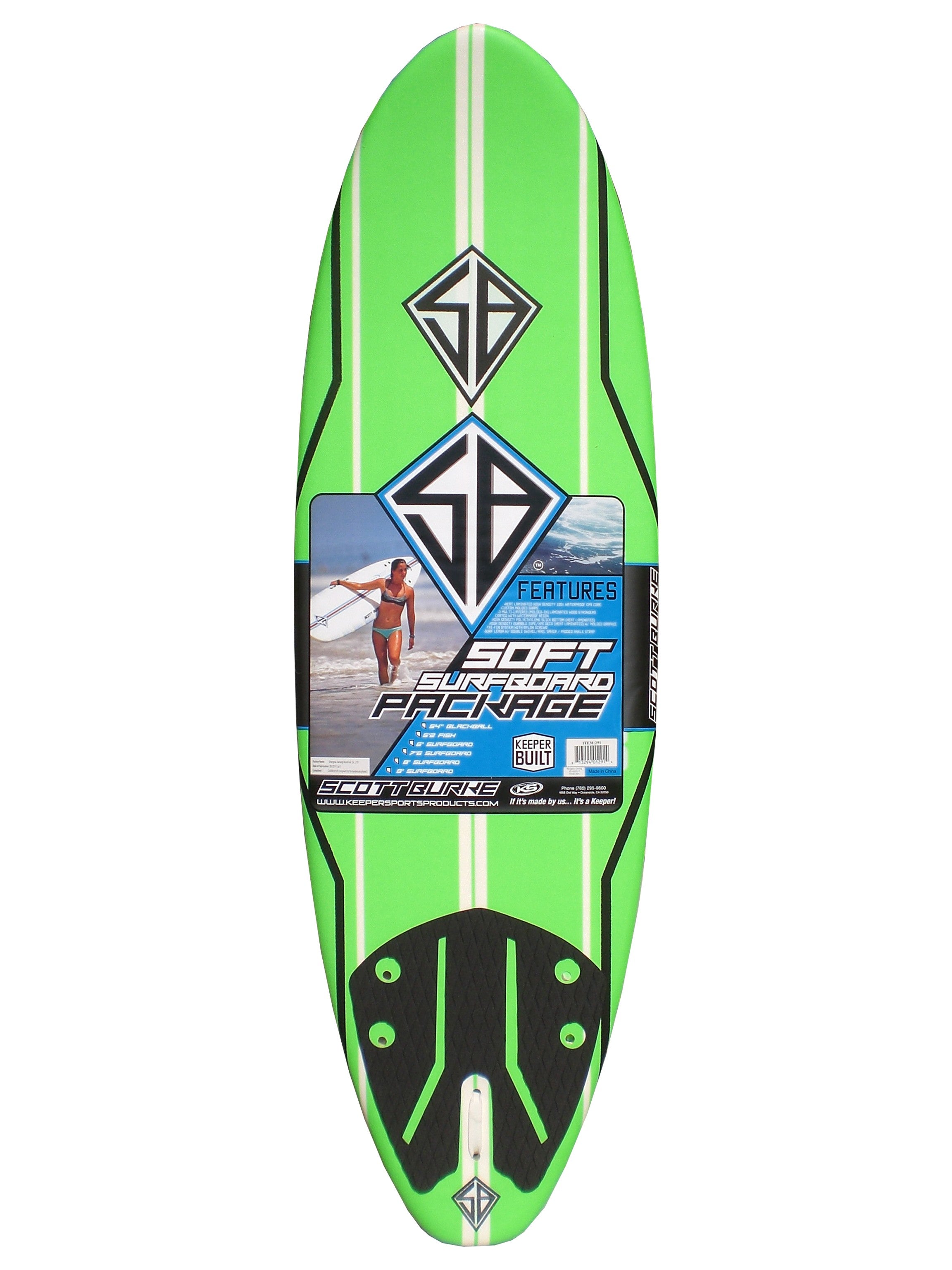 Scott Burke Soft Surfboard Neon Green 6ft0in