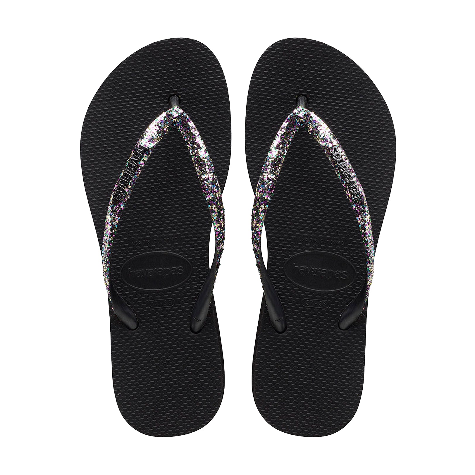Havaianas Slim Flatform Sparkle Womens Sandal 0090-Black 6