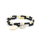 Simbi Cowrie Two Bracelet Set GoldOnyx OS