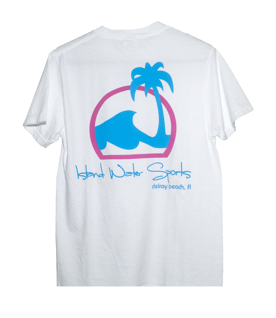 Island Water Sports Script Logo Delray S/S Tee White-Blue-Purple M