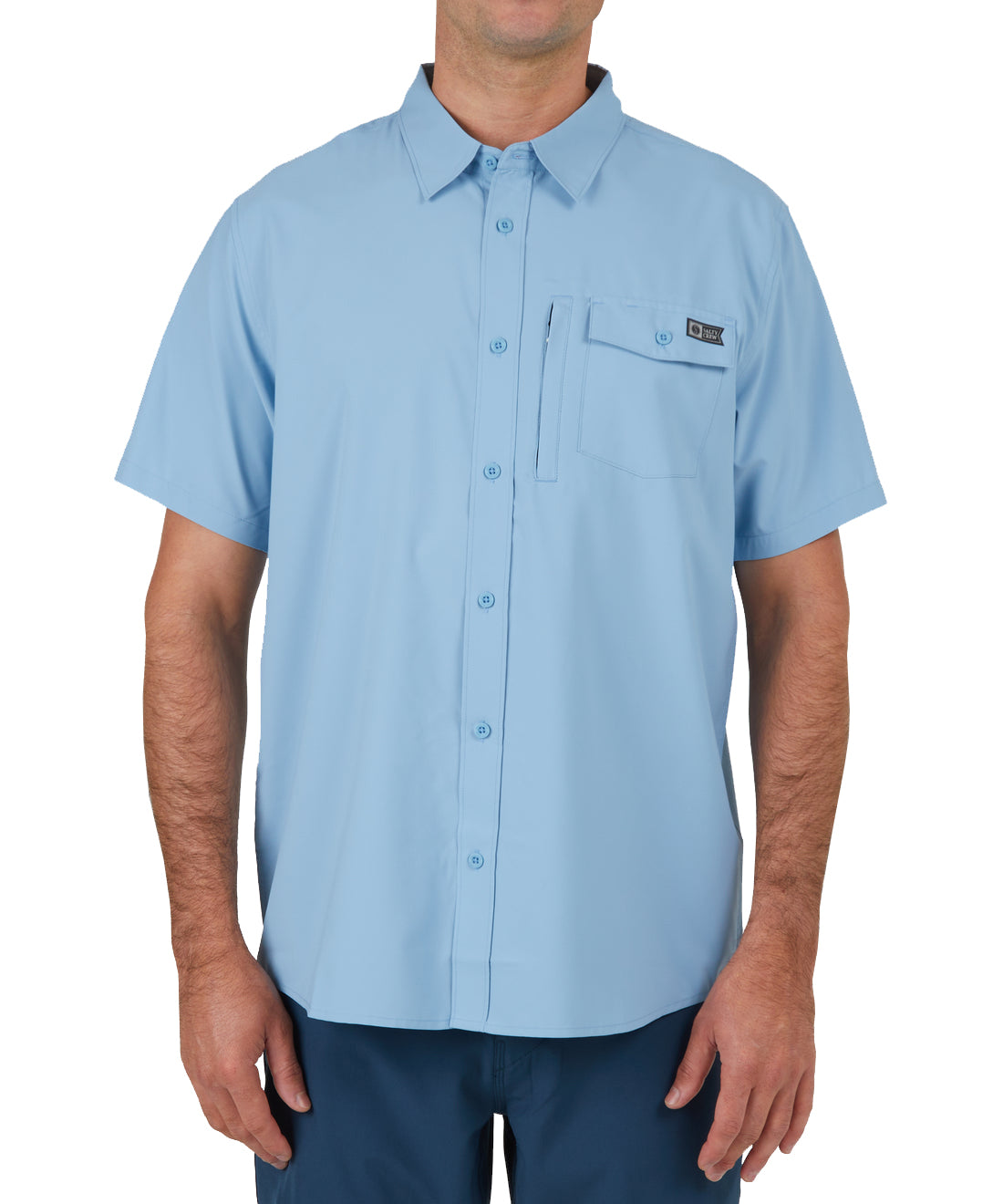 SALTY CREW OFFSHORE S/S TECH WOVEN MARINE BLUE S