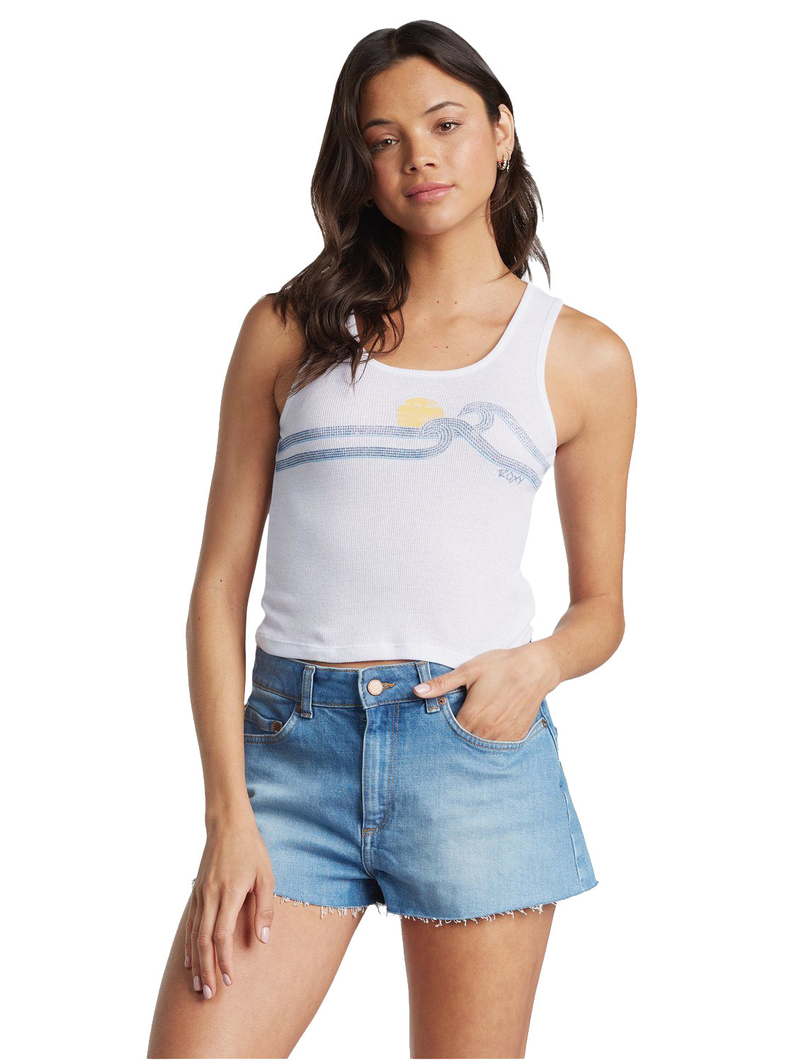 Roxy Double Wave Cropped Tank Top