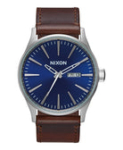 Nixon The Sentry Leather Watch 1524-Blue-Brown