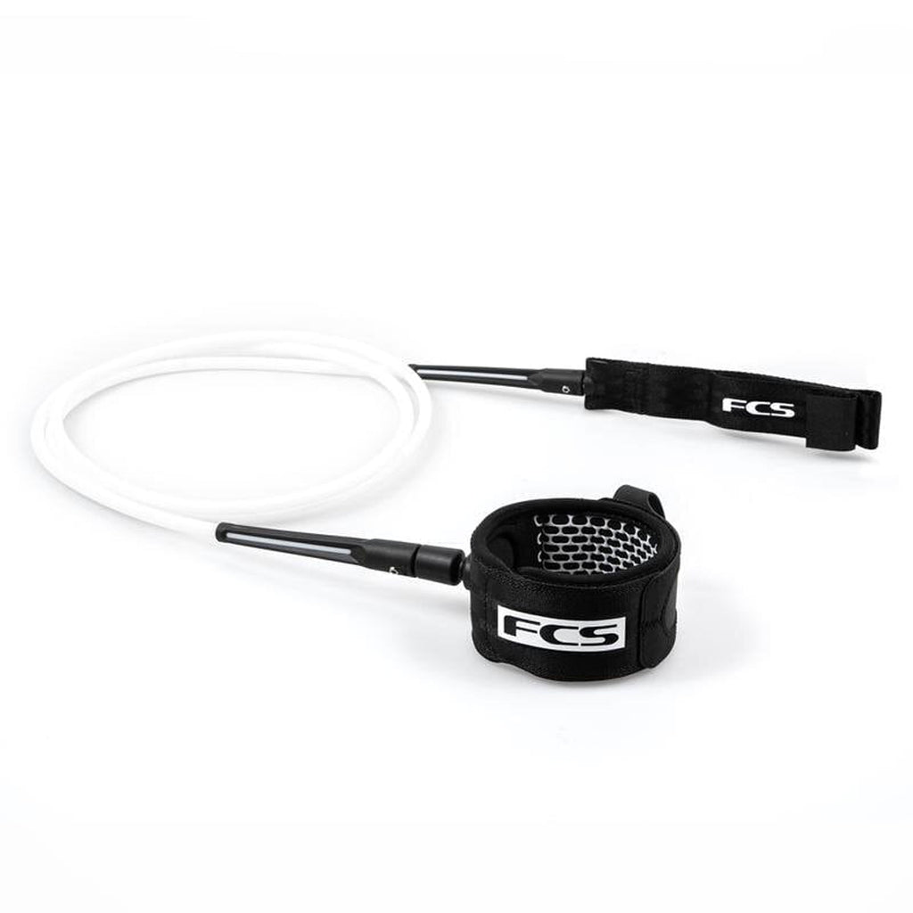 FCS Essential Comp Leash White-Black 6ft0in