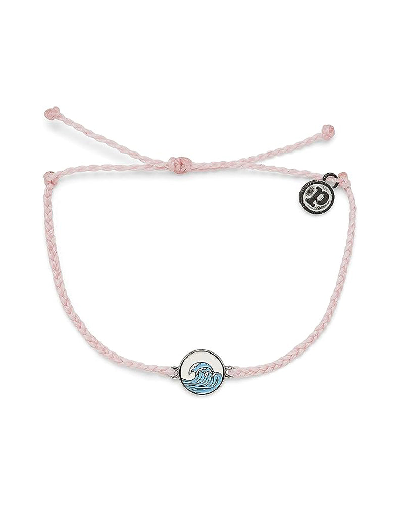 Pura Vida Make Waves Silver Charm Bracelet  Baby Pink OS