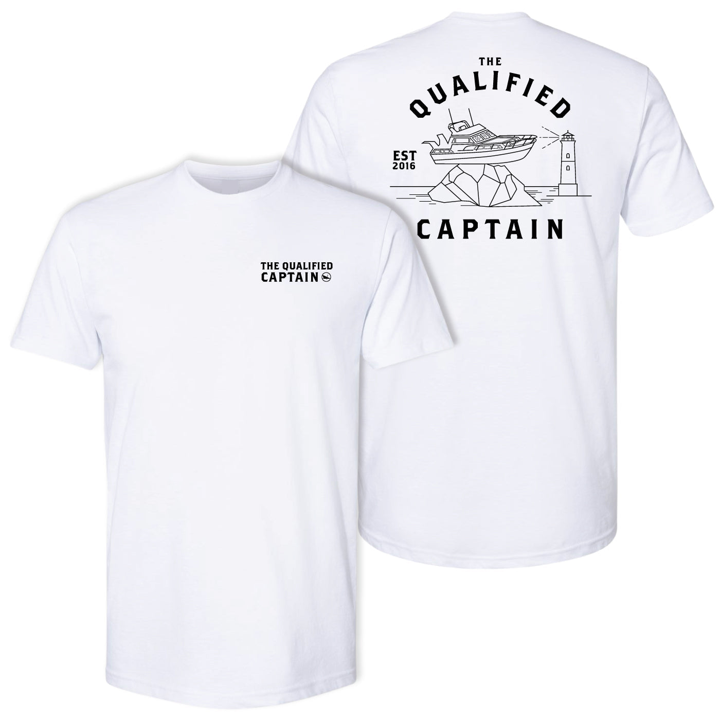 The Qualified Captain Lighthouse SS Tee White S