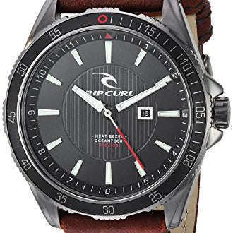 Rip Curl DVR-100 Gunmetal Surf Leather Watch, Navy NVY OS