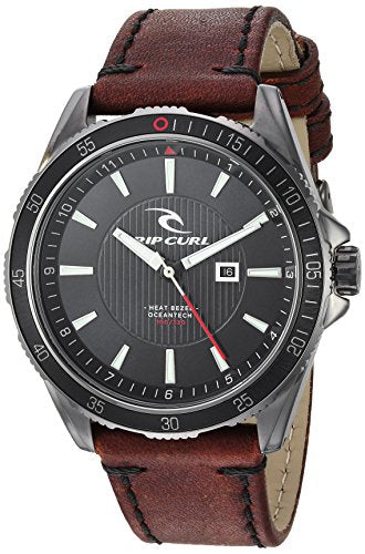 Rip Curl DVR-100 Gunmetal Surf Leather Watch, Navy NVY OS