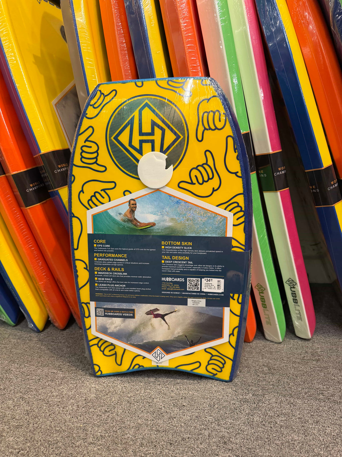 Hubboards Hubblite Mini Surfer Blue-Blue-Yellow 21in