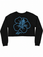 Island Water Sports Hibiscus Crop Sweater Black/ElectricBlue S