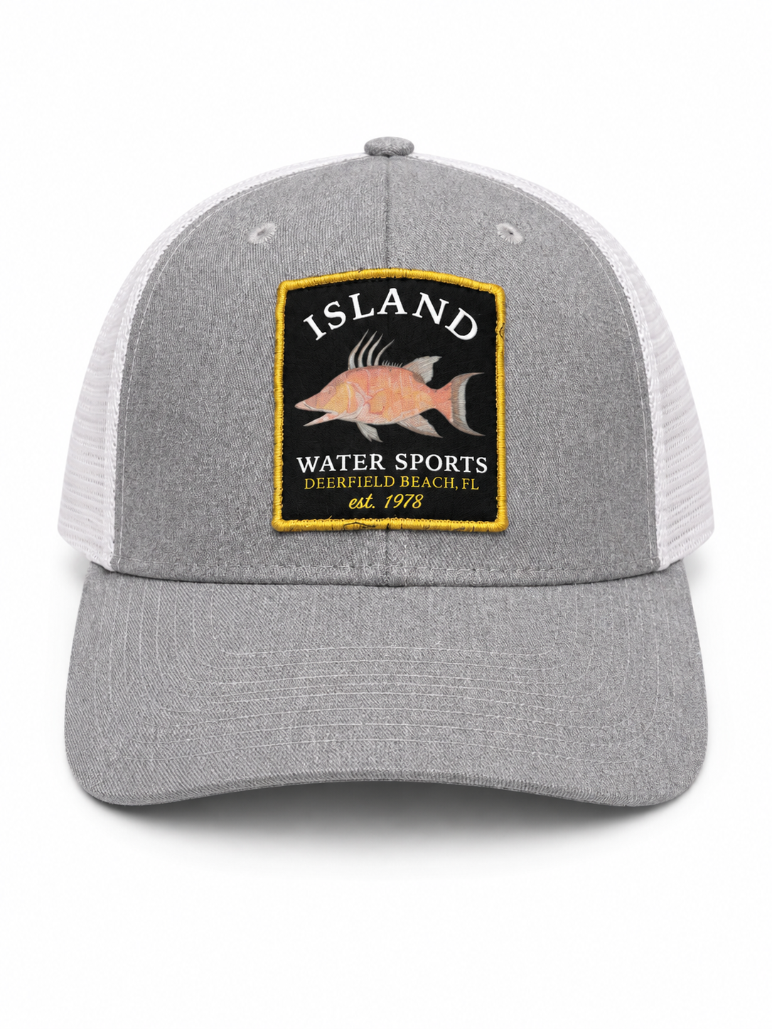 Island Water Sports Hogfish Trucker Hat HeatherGrey/White OS