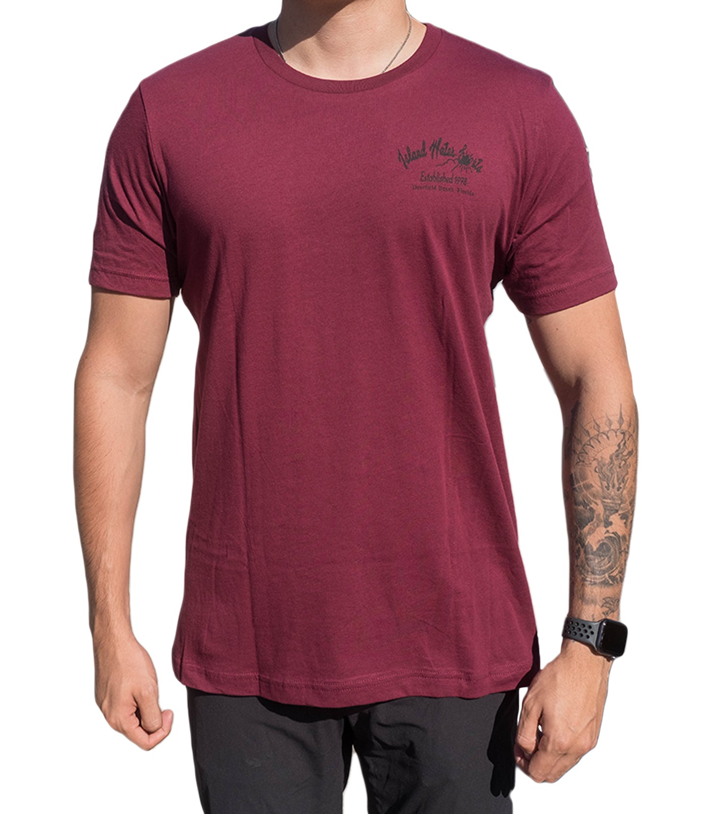 Island Water Sports The Shop SS Tee DarkMaroon/Black XL